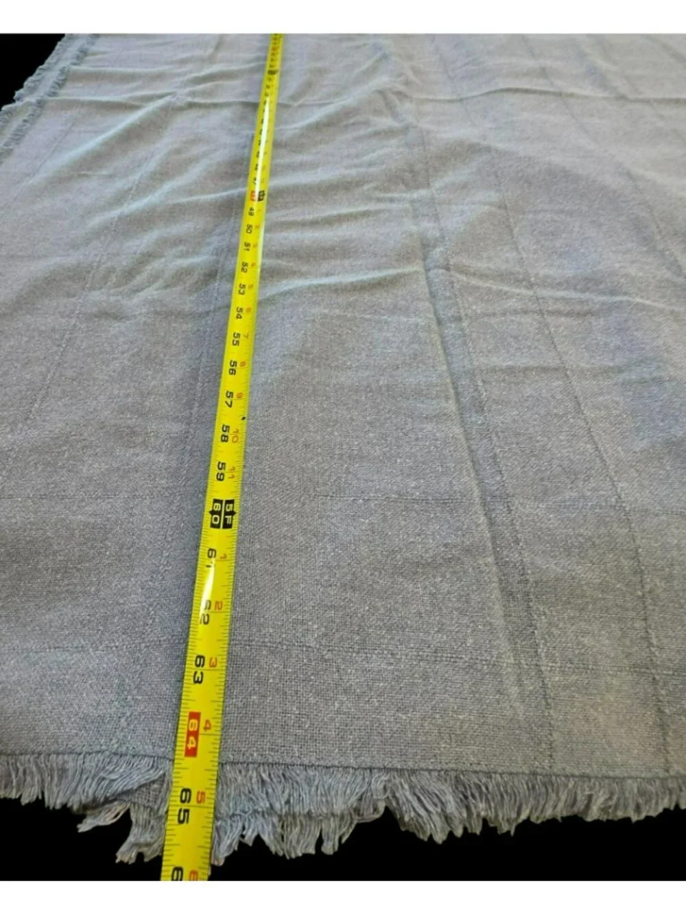 Vintage Dusty Blue Fringed Rectangular Tablecloth 84